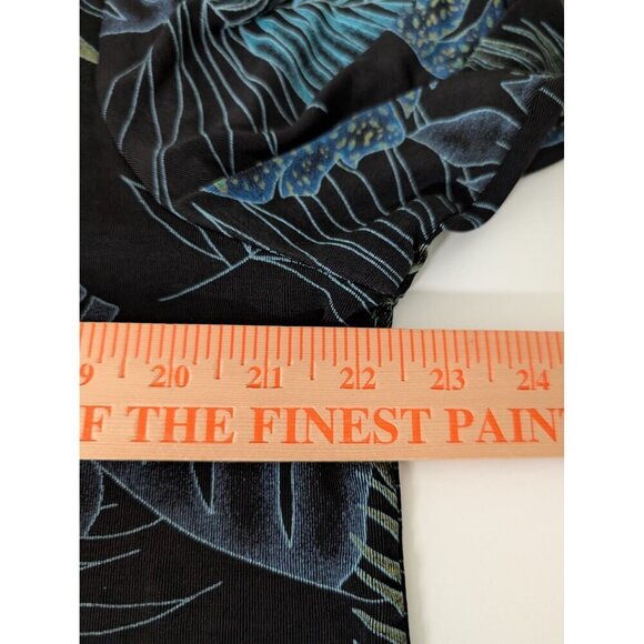 Vintage Coldwater Creek Floral Shirt Womens Size Large Black Acetate Stretch - Picture 9 of 10